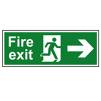 Fire Exit, Man Arrow Right Sign - RPVC, 400 X 150mm